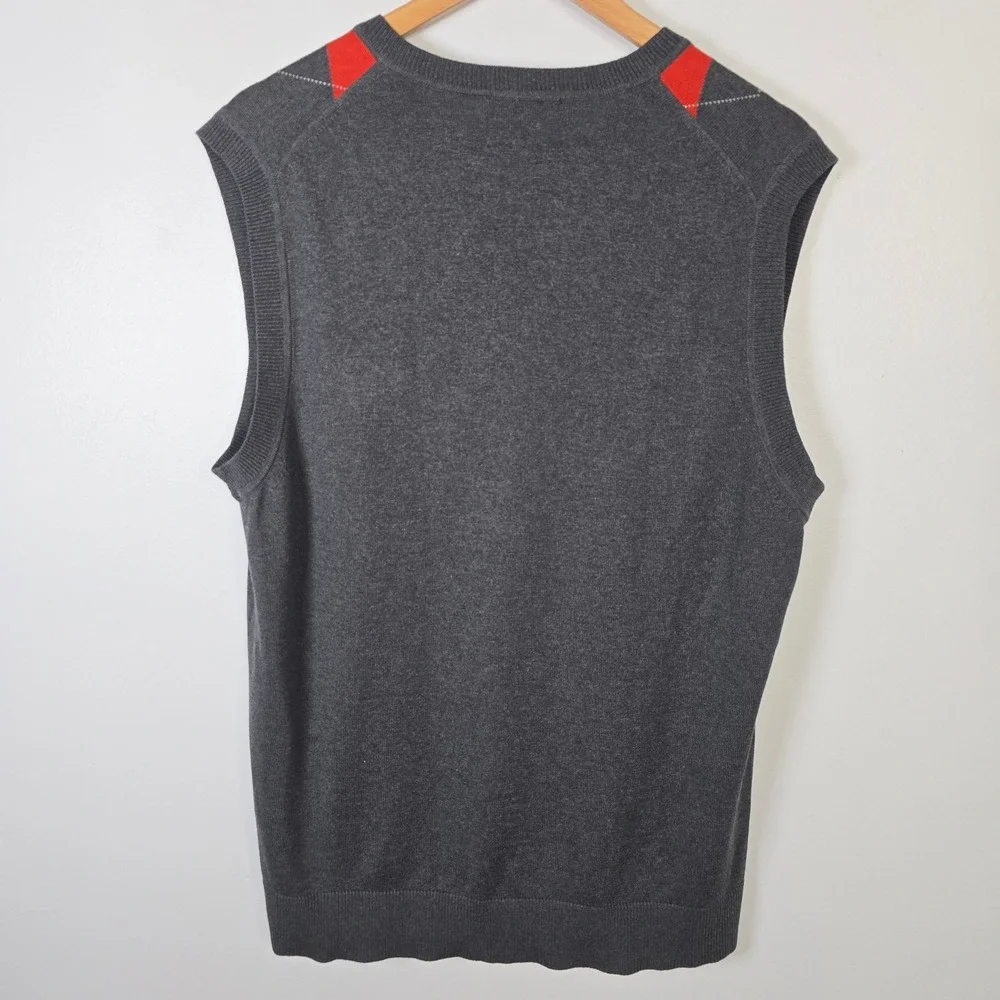 Banana‎ Republic Mens Silk Cashmere Argyle Sweater Vest Gray Red V-Neck Large